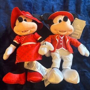 Disney Red and White Mickey and Minnie Plush Duo